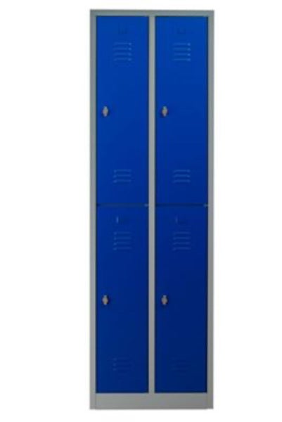 PROREGAL Garderobenspind Camel 4-Fächer HxBxT 195 x 60 x 50 cm Vorhängeschloss Grau-Blau
