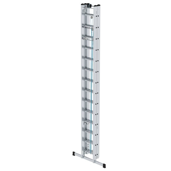 PROREGAL Sprossen-Seilzugleiter 3-Teilig mit Standard-Traverse 3 x 14 Sprossen