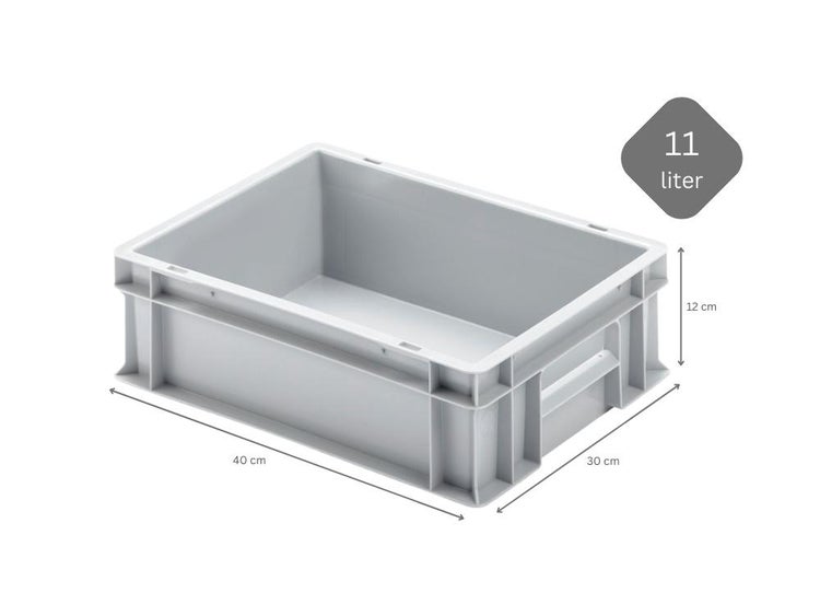 PROREGAL SuperSparSet 16x Eurobehälter mit Geschlossenem Griff HxBxT 12 x 30 x 40 cm 11 Liter Grau Eurobox Transportbox