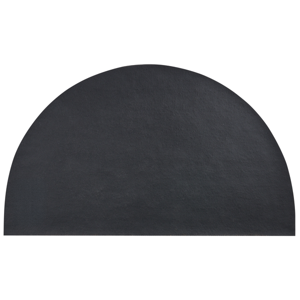 Halbrunde schwarze Bodenschutzmatte mit strukturierter Oberfläche.