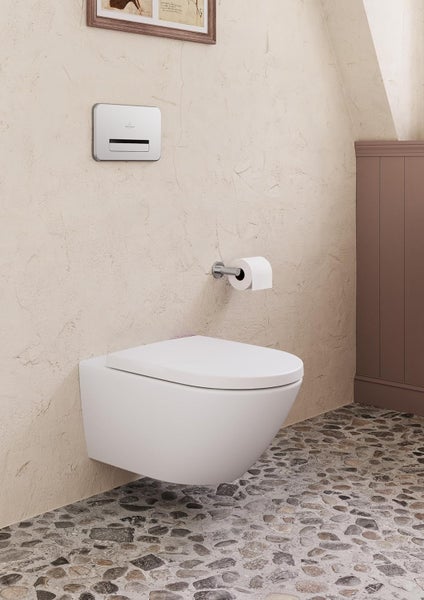 Villeroy & Boch Elements - Tender Toilettenpapierhalter ohne Deckel, Klopapierhalter für Wandmontage, Klorollenhalter aus Zink, WC-Papierhalter rund, Chrom
