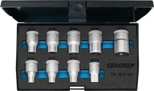 Gedore Steckschlüsselsatz TX 19 E-09 9tlg. 1/2 E10-E24 - 6265970