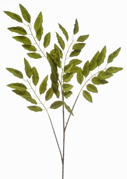 Brauner künstlicher Deko-Zweig mit kleinen Knospen und Verästelungen.