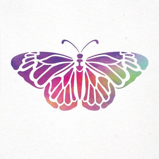 QBIX Schmetterling Schablone A5 Größe Kunststoff - Schmetterling ist 18cm breit