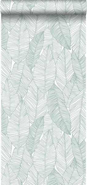 Walls4You Tapete Blätter Grün und Weiß - 0,53 x 10,05 m - 935309