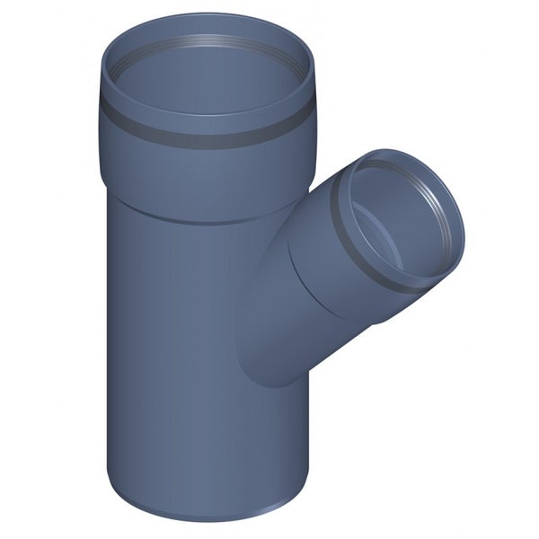 Hochtemperatur-Abzweig 45 Grad aus grauem Polypropylen für Abwasserleitungen im Innenbereich.