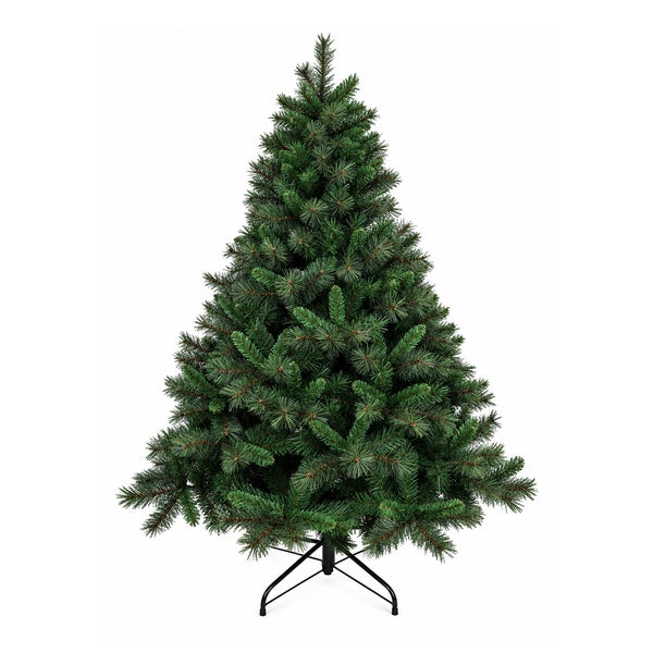 Künstlicher Weihnachtsbaum mit naturgetreuen Nadeln und einem stabilen Metallständer für den Innenbereich.