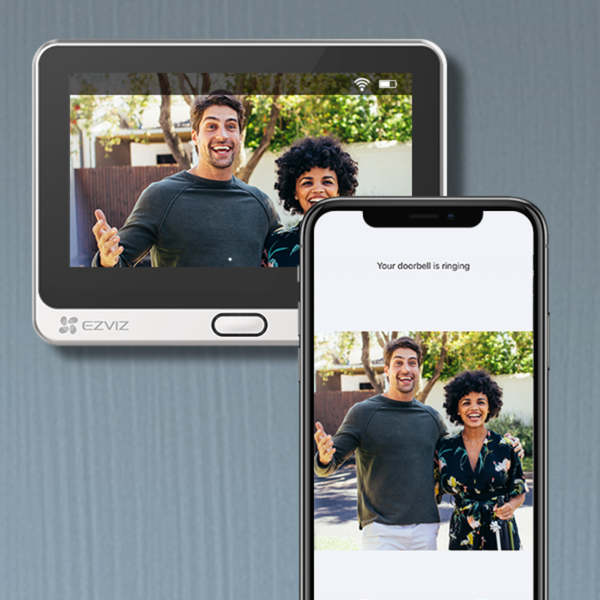 Smarte Türklingel mit Überwachungsbildschirm und Smartphone-Benachrichtigung
