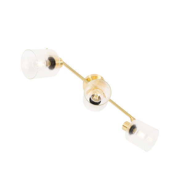 Deckenleuchte mit drei Lampen und transparenten Lampenschirmen