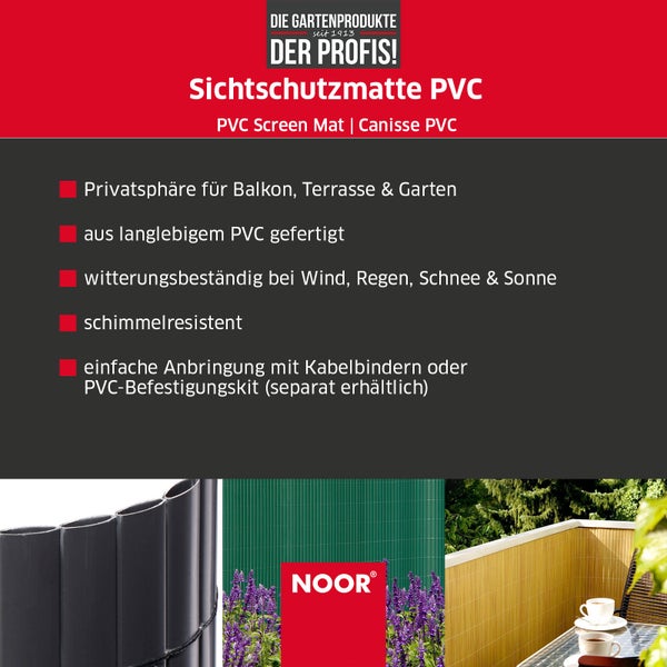 PVC Sichtschutz - 90x300 cm - Anthrazit - Hohlkammer Sichtschutzmatte - Wetterfest und langlebig - Blickdichter Sichtschutz und Dekorationselement