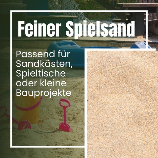 Feiner Spielsand für Sandkästen, Spieltische oder kleine Bauprojekte.