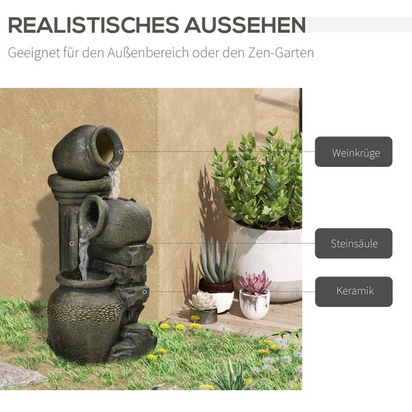 Keramikbrunnen mit Weinkrugdesign für den Außenbereich