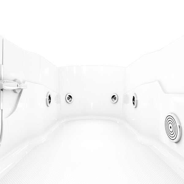 Innenansicht einer Badewanne mit Hydromassagedüsen und Duscharmatur