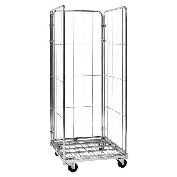 Rollbehälter aus Metallgitter mit Rollen