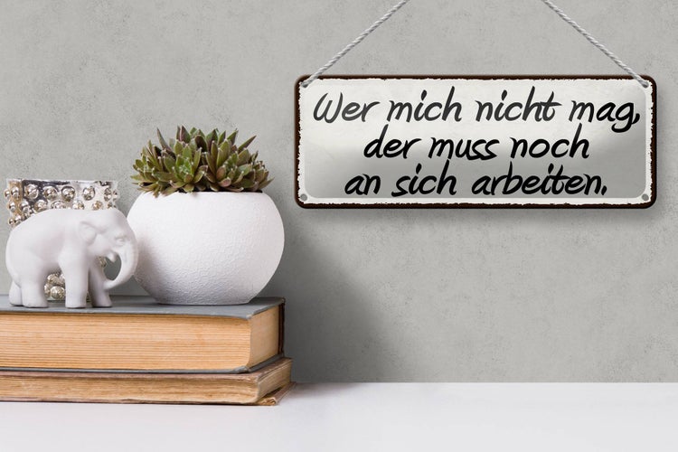 Blechschild Spruch 27x10cm wer mich nicht mag der muss noch Dekoration