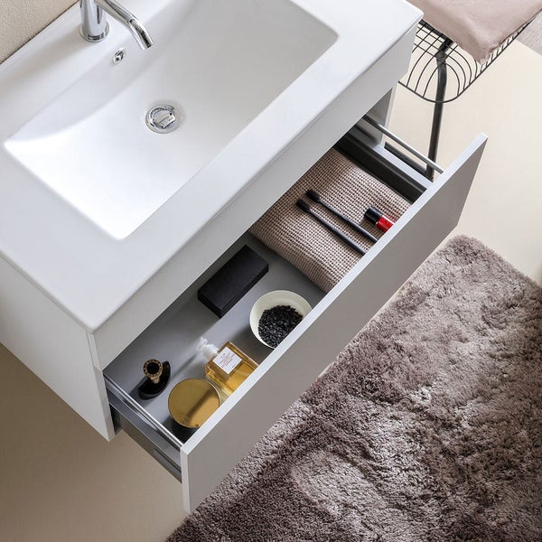 Badezimmermöbel-Set in Weiß mit Holzoptik, 80 x 46 cm  | Sole