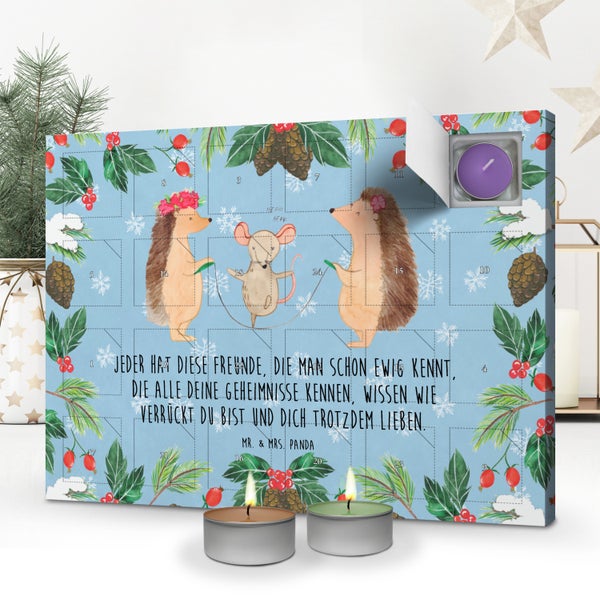 Mr. & Mrs. Panda Duftkerzen Adventskalender Igel Seilhüpfen - Blau Pastell
