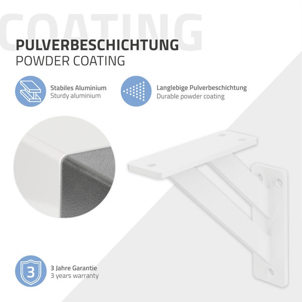 ML-Design 4 Stück Regalhalterung 120x120 mm, Weiß, Aluminium, Schwebende Regalhalterungen, Regalwinkel, Wandhalterung für Regalbrett, Regalträger für Wandmontage, Wandregal Wandkonsole Regalstütze