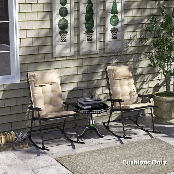 Outsunny 2er Set Auflage für Sonnenliege Wasserabweisend Liegenauflage für Gartenliege Polsterauflage für Strandliege Liegestuhl Kissen Polster für Gartenmöbel Auflagen 50x116x5 cm, Beige
