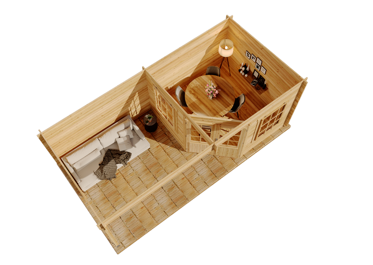Alpholz Gartenhaus Carl aus Massiv-Holz, Gerätehaus mit 28 mm Wandstärke, Garten Holzhaus mit Imprägnierung (pinie), Geräteschuppen Größe: 598 x 300 cm, Pultdach