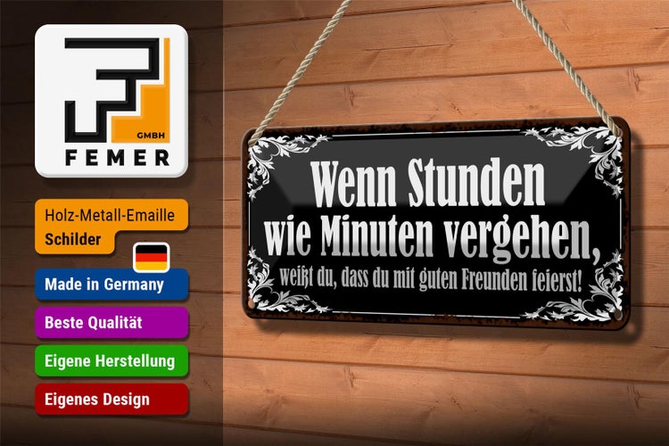 Blechschild Spruch 27x10cm Stunden wie Minuten vergehen Dekoration
