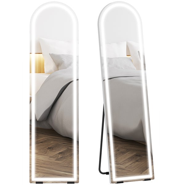 Drei beleuchtete Spiegel mit unterschiedlichen Lichtfarben