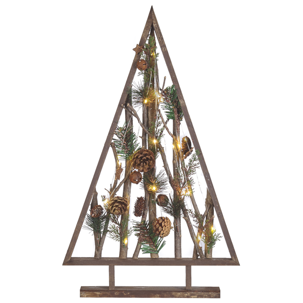 Weihnachtsdeko LED Kiefernholz dunkelbraun Tannenbaum 62 cm SVIDAL