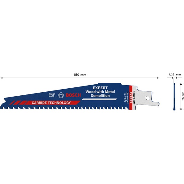 Bosch 10x Expert Wood with Metal Demolition S 967 XHM Säbelsägeblatt - 2608900397