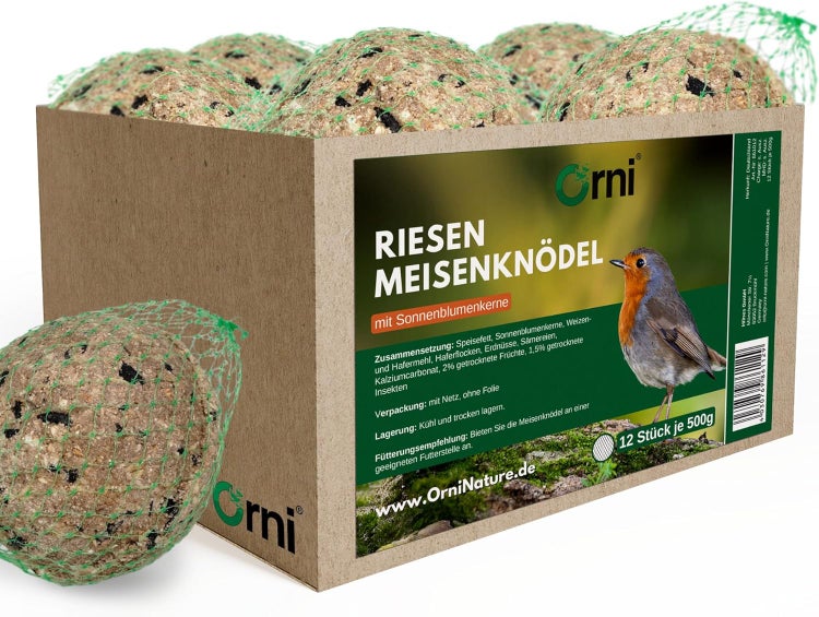Riesenmeisenknödel mit Sonnenblumenkernen in Kartonverpackung, 12 Stück