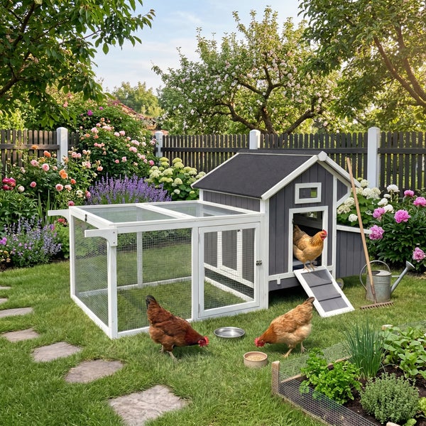 Kleintierstall mit herausziehbarem Boden aus Metall zur einfachen Reinigung und für eine hygienische Tierhaltung.