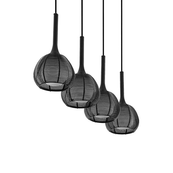 Lucande Pendelleuchte Tetira (Modern) in Schwarz aus Metall (4 flammig, E14) - Deckenlampe Esstischlampe Hängelampe Hängeleuchte Wohnzimmerleuchte