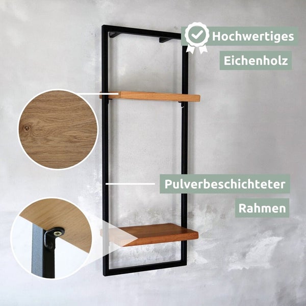 holz4home Wandregal High in Schwarz Gerahmt von holz4home® Natur ohne Baumkante