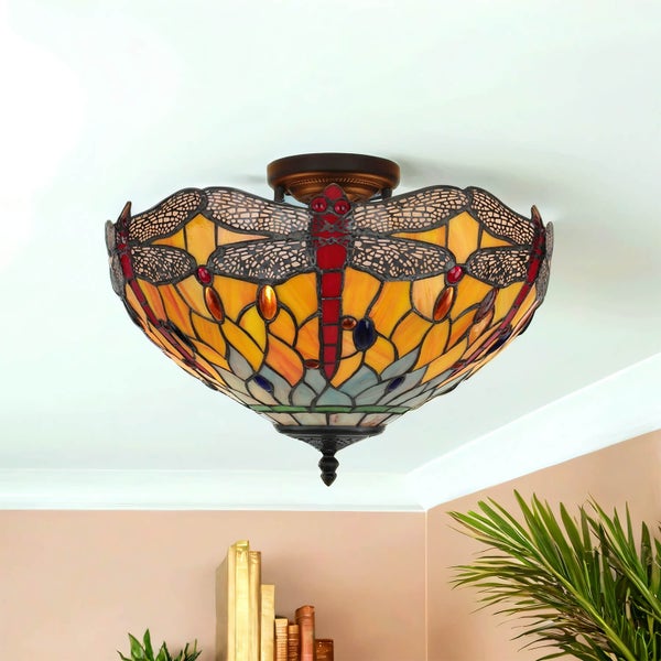 Tiffany Deckenleuchte mit Libellenmuster