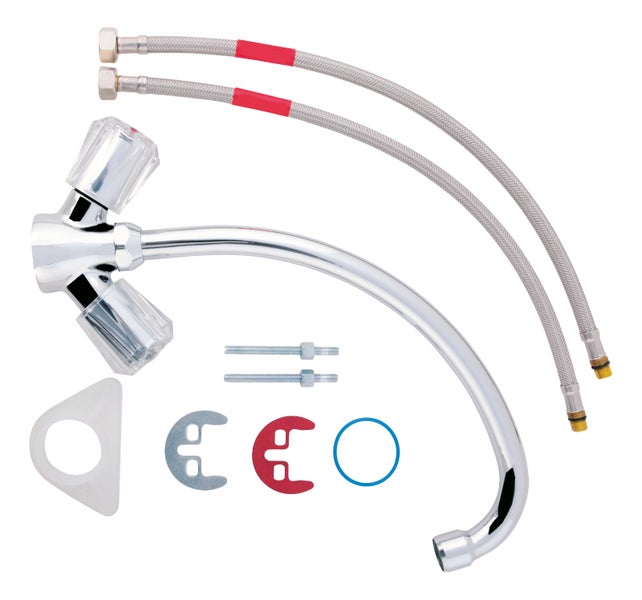 aquaSu® Zweigriffmischer Standard Plus für Küchenspüle | Schwenkbarer HU-Auslauf | Höhe 26 cm | Auslaufhöhe 21,3 | Chrom | Wasserhahn Küche mit Befestigungsmaterial | Spüle | 062893