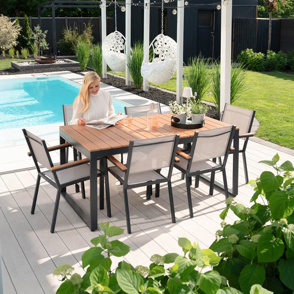 Home Deluxe Gartentisch SIERA – 160 x 90 cm aus robustem Aluminium | Gartenmöbel, Gartengarnitur, Balkontisch