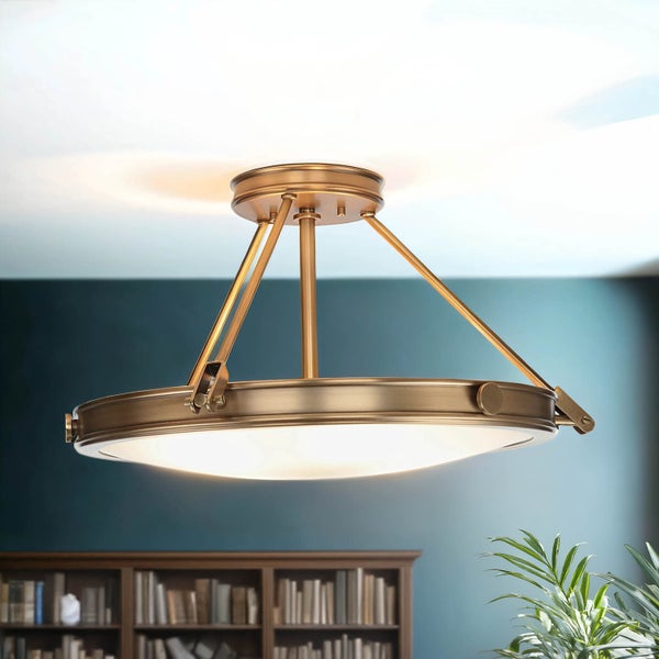 Deckenleuchte im Raum mit Bücherregal und Pflanze