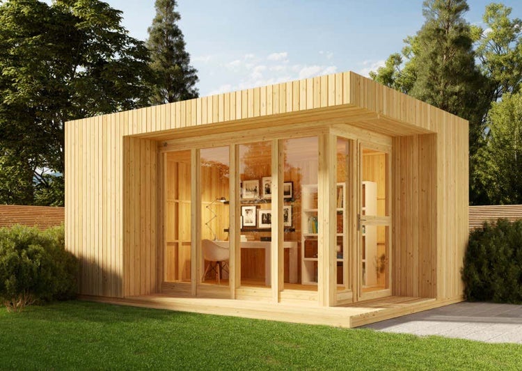 Alpholz Home-Office Nr.2 Gartenhaus aus Holz, Holzhaus mit 19 mm Wandstärke, Blockbohlenhaus