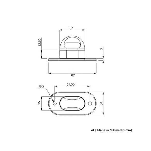 Planen-Drehverschluss für Ovalösen 42x22mm, Kunststoff, grau