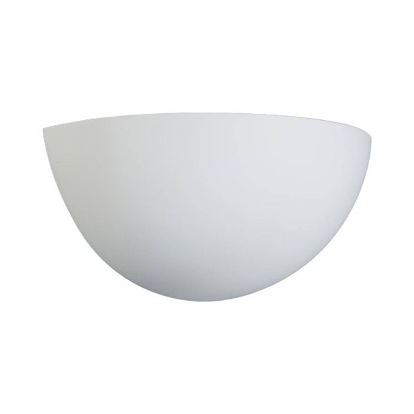 Halbrunde weiße Wandleuchte in Schalenform.