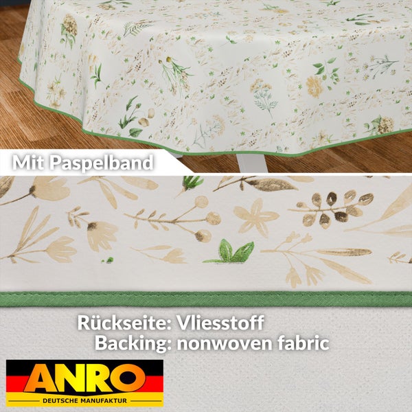 Tischdecke mit Blumenmuster und Paspelband