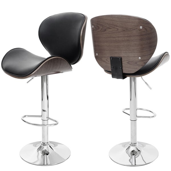 Barhocker mit Kunstledersitz und verstellbarer Höhe, Ansicht von vorne und hinten