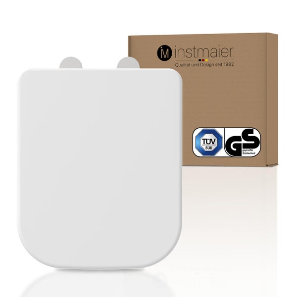 instmaier WC Sitz | TÜV geprüft | Toilettendeckel mit Absenkautomatik | Klobrille Weiß | Eckig, passt für Renova Keramag Nr. 1 | mit Schnellverschluss | Duroplast