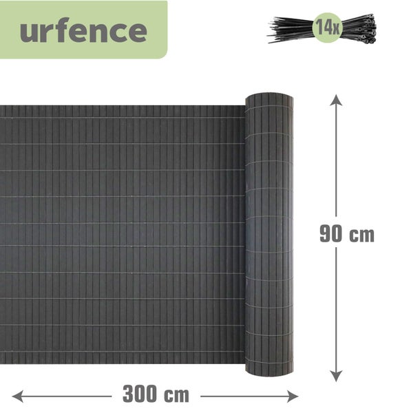 urfence Stabil & Wetterfest: 90x300 PVC Sichtschutzmatte - Wind- und Sichtschutz Balkon Terrasse - Garten Sichtschutzzaun Kunststoff Zaunmatten - Balkonsichtschutz 90cm hoch - Terrassen Windschutz
