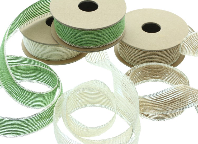FRANK FLECHTWAREN | Geschenkband Goldkante, 3er Set, JUTE, 2,6 x 300 cm