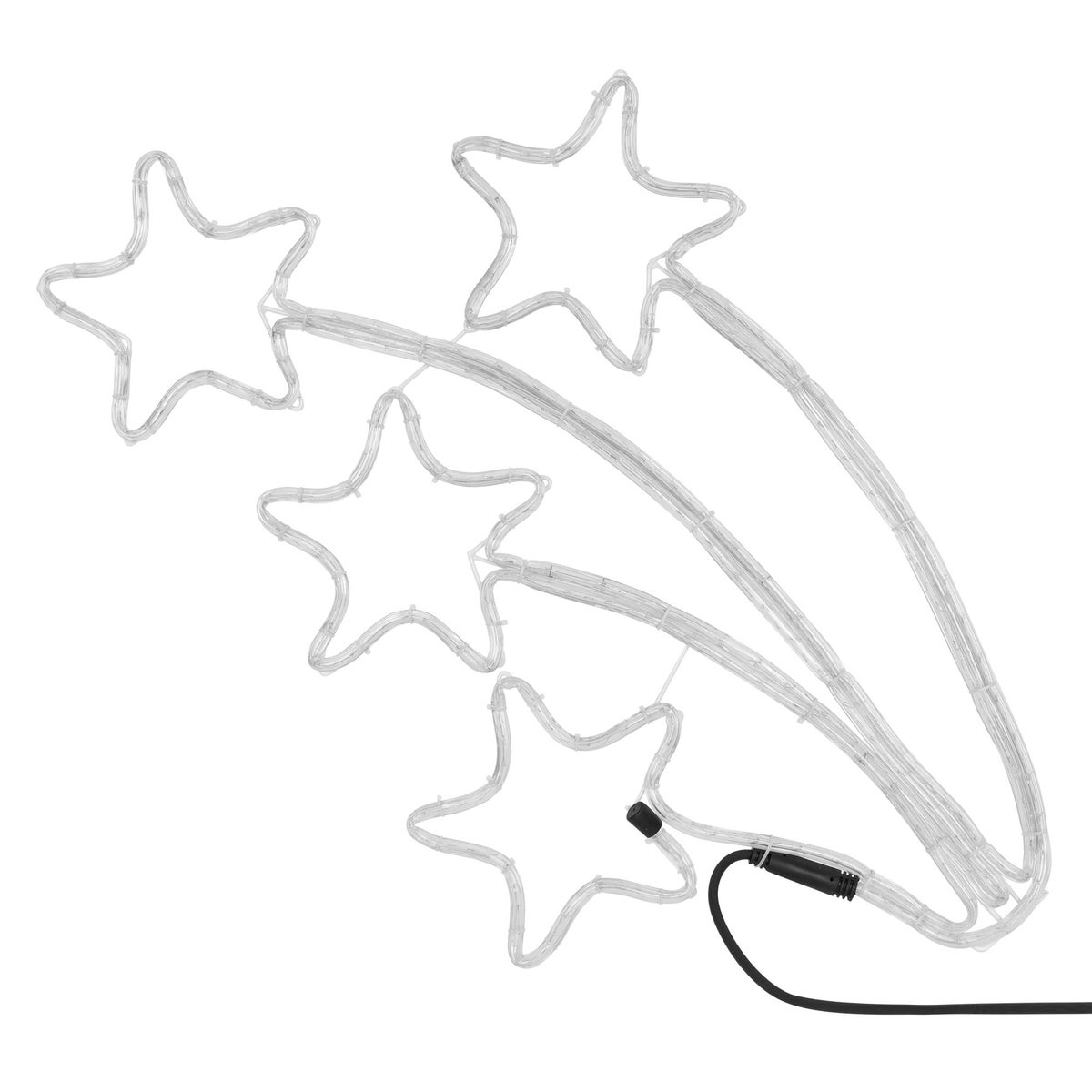ECD Germany LED Sternschnuppe vierfach mit 216 LED-Birnen, 61x57 cm, Warmweiß, 230V, Helles, angenehmes Licht, IP44, Außen/Innen, Weihnachtsbeleuchtung LED Lichtschlauch Lichterkette Weihnachtslicht