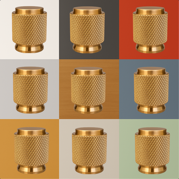 Möbelknopf aus Messing mit Rändelmuster