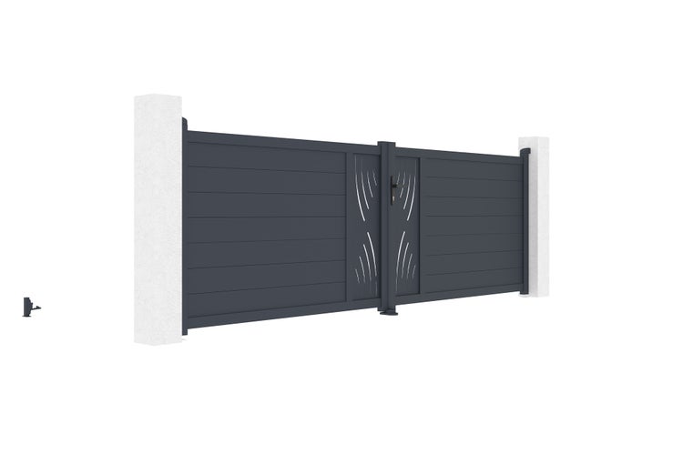 Flügeltor 4m VELETA H.120 graues Aluminium