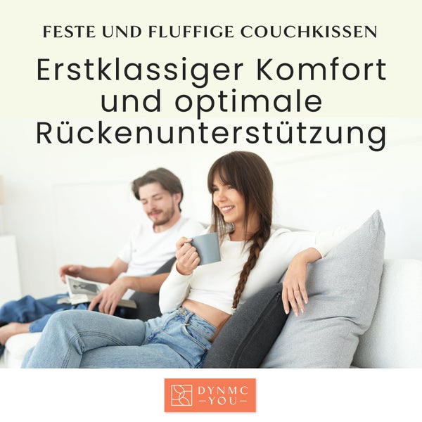 DYNMC you Sofakissen mit Füllung und Bezug - 2er Set 40x40cm mit Viel Füllung - VERGLEICHSSIEGER SEHR GUT - Rückenkissen mit Oeko TEX Baumwoll-Bezug - Bequeme Dekokissen - Couchkissen Anthrazit