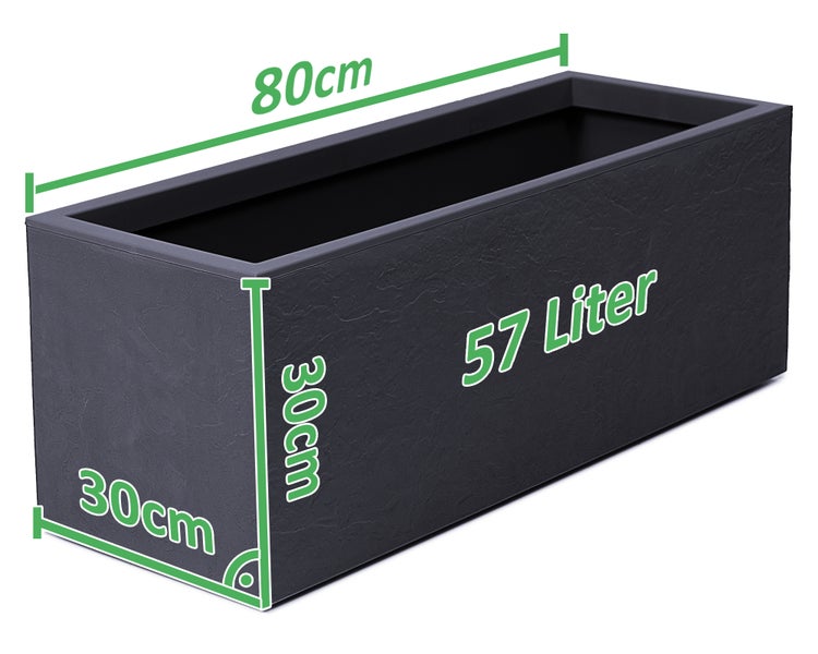 Ondis24 Pflanzkübel Pflanzkasten Vulkan 57L 80cm Breit anthrazit