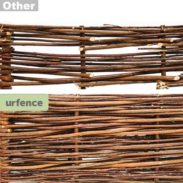 Nahaufnahme eines geflochtenen Zaunelements aus Holz.